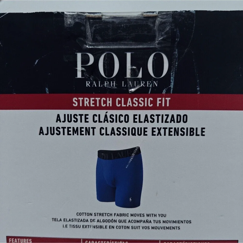 NEW Polo Ralph Lauren 3XL Cotton Boxer Briefs Big Tall Stretch 3 Pack Black NWT